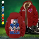 Blue Horns Winter Fleece Jacket, Extreme Cold Fleece Coat HVN1464BB - Wine