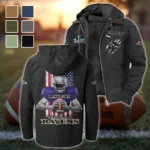 Football Purple Crew Flannel Hoodie, Stadium Ready Flannel Hoodie HVN1464BR - Black