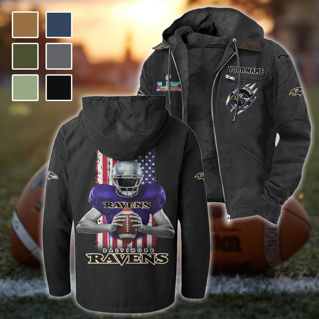 Football Purple Crew Flannel Hoodie, Stadium Ready Flannel Hoodie HVN1464BR - Black