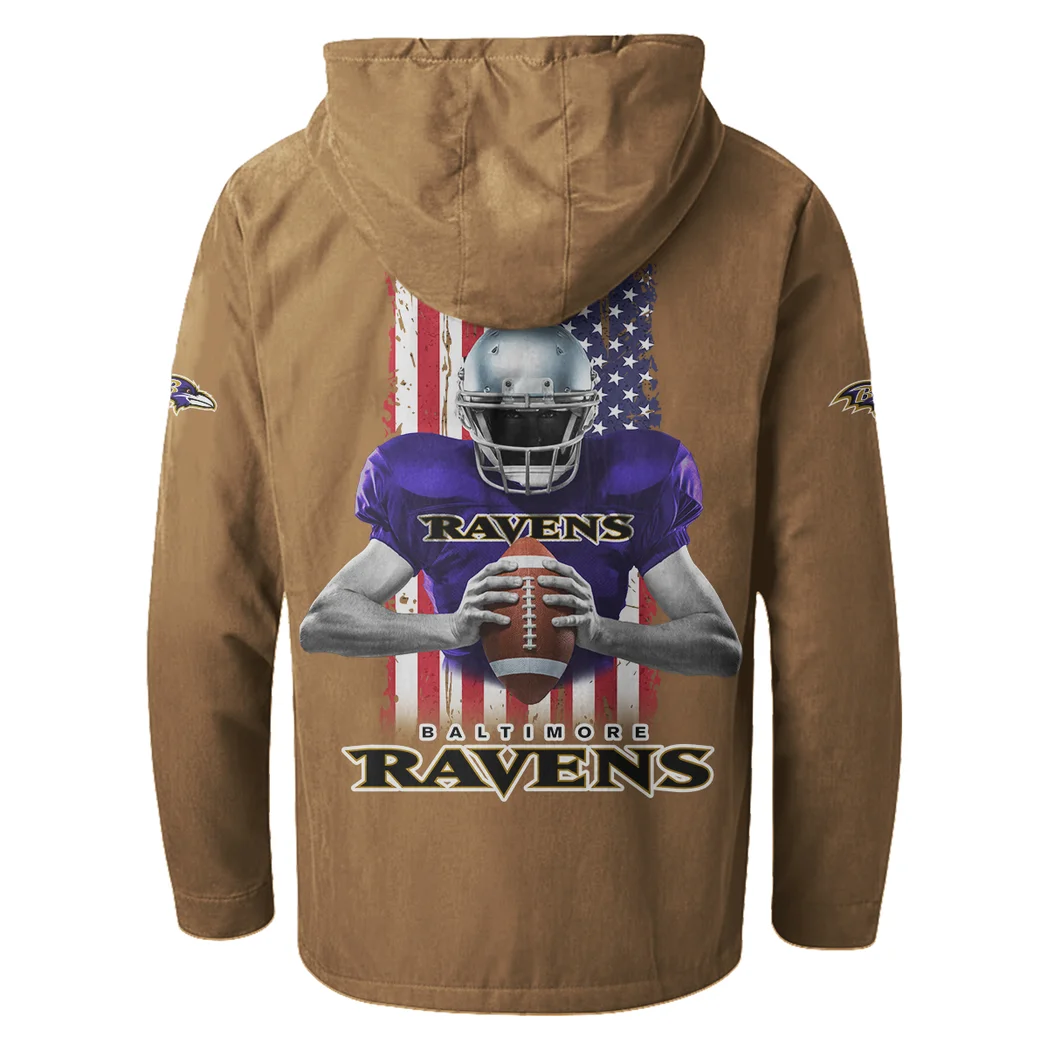 Football Purple Crew Flannel Hoodie, Stadium Ready Flannel Hoodie HVN1464BR - Camel - Image 3