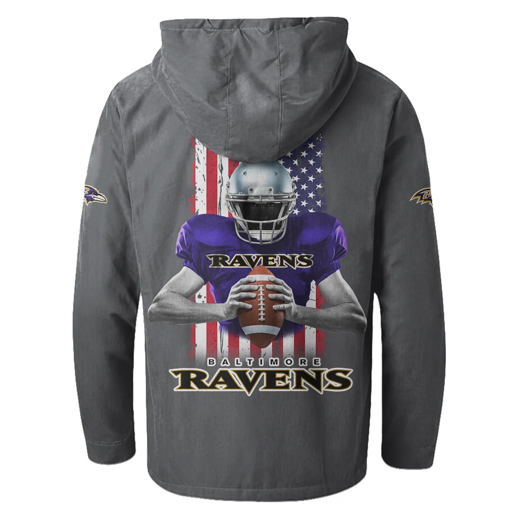 Football Purple Crew Flannel Hoodie, Stadium Ready Flannel Hoodie HVN1464BR - Gray - Image 3