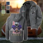 Football Purple Crew Flannel Hoodie, Stadium Ready Flannel Hoodie HVN1464BR - Gray