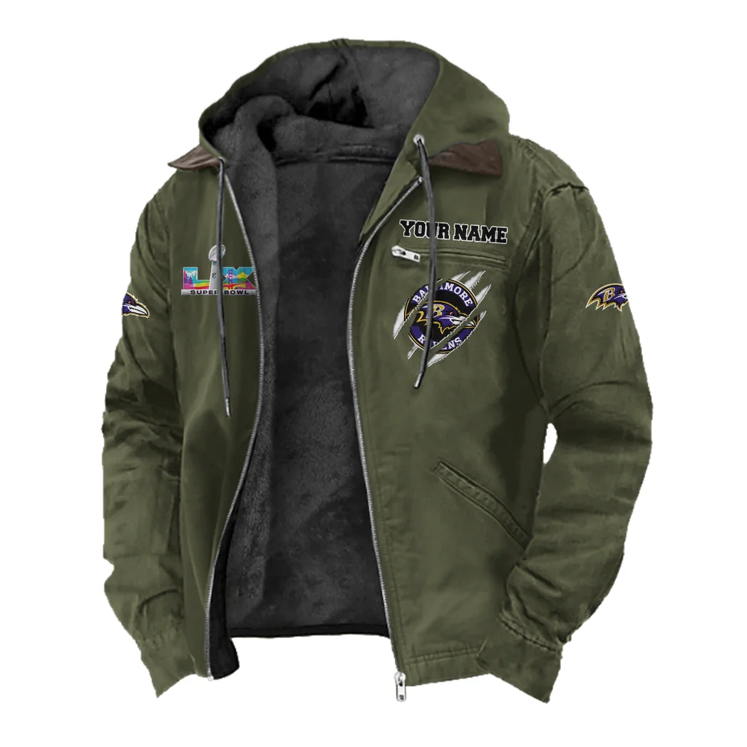 Football Purple Crew Flannel Hoodie, Stadium Ready Flannel Hoodie HVN1464BR - Green - Image 2