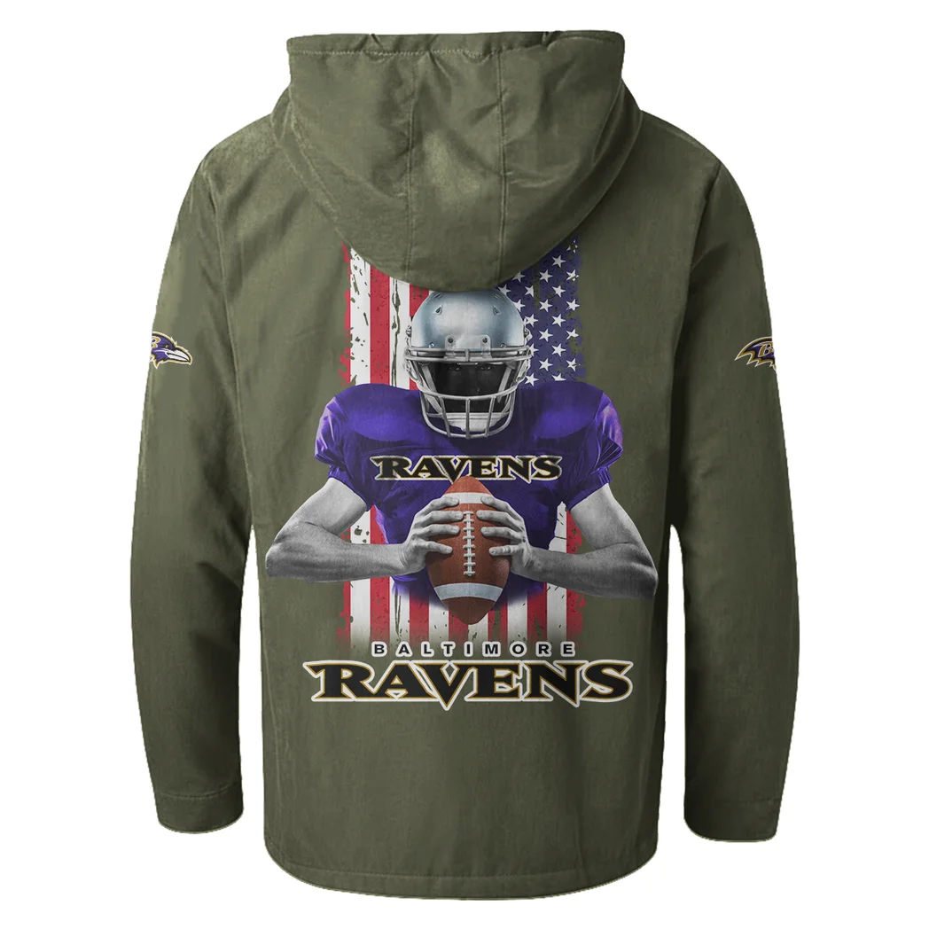 Football Purple Crew Flannel Hoodie, Stadium Ready Flannel Hoodie HVN1464BR - Green - Image 3