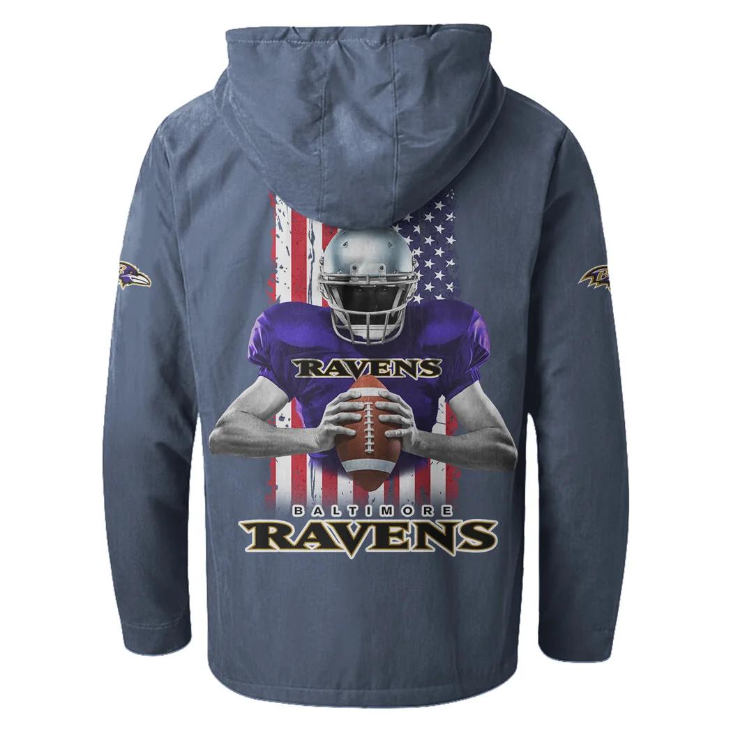 Football Purple Crew Flannel Hoodie, Stadium Ready Flannel Hoodie HVN1464BR - Navy Blue - Image 3