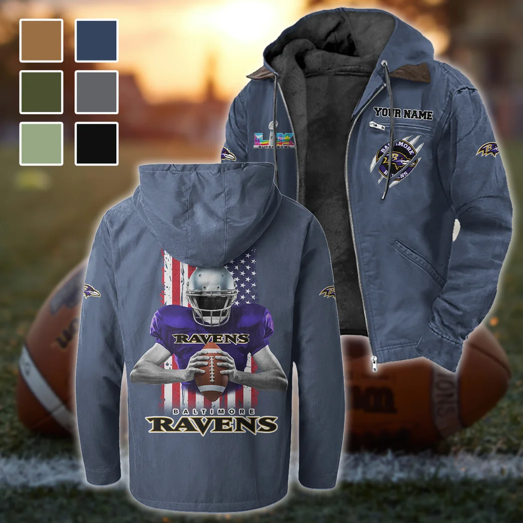 Football Purple Crew Flannel Hoodie, Stadium Ready Flannel Hoodie HVN1464BR - Navy Blue