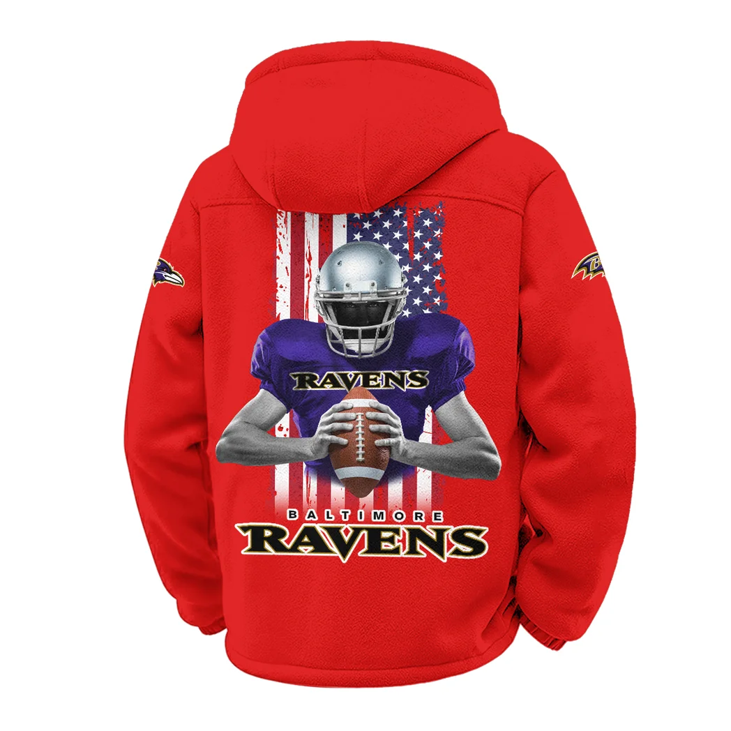 Football Purple Crew Winter Fleece Jacket, Insulated Sport Hoody HVN1464BR - Red - Image 3
