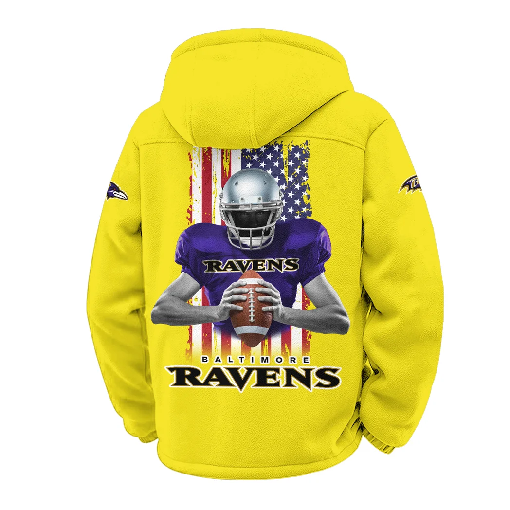 Football Purple Crew Winter Fleece Jacket, Insulated Sport Hoody HVN1464BR - Yellow - Image 3