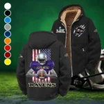 Football Purple Crew Winter Fleece Jacket, Insulated Sport Hoody HVN1464BR - Black