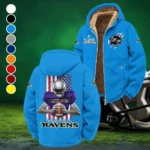 Football Purple Crew Winter Fleece Jacket, Insulated Sport Hoody HVN1464BR - Cyan