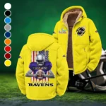 Football Purple Crew Winter Fleece Jacket, Insulated Sport Hoody HVN1464BR - Yellow