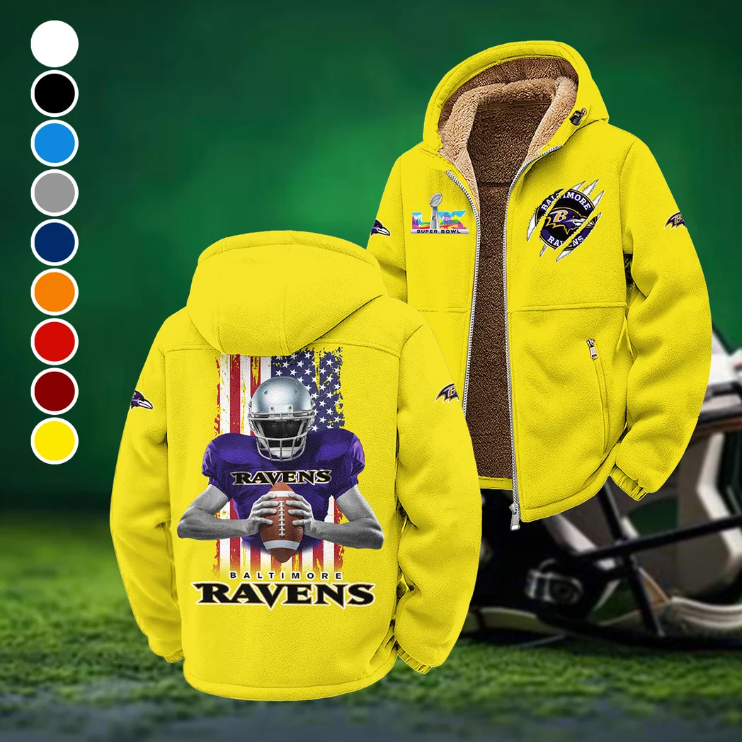 Football Purple Crew Winter Fleece Jacket, Insulated Sport Hoody HVN1464BR - Yellow