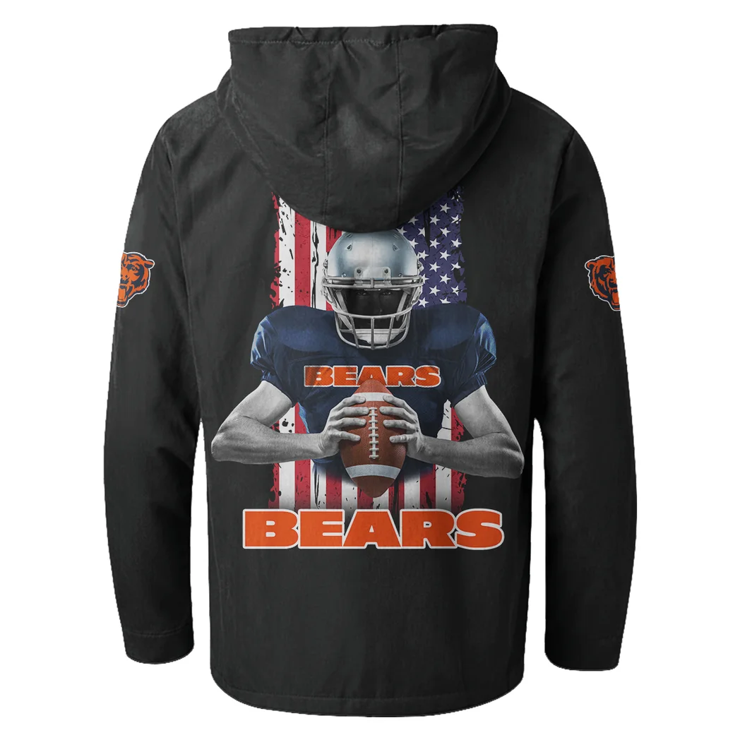 Fan Cubs Squad Flannel Hoodie, Casual Sport Hooded Flannel HVN1464CB - Black - Image 3