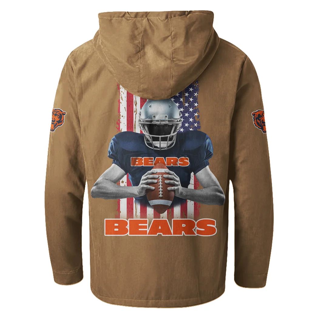 Fan Cubs Squad Flannel Hoodie, Casual Sport Hooded Flannel HVN1464CB - Camel - Image 3