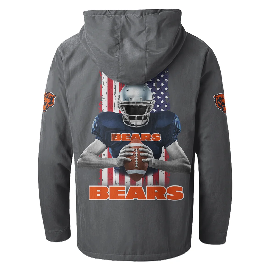 Fan Cubs Squad Flannel Hoodie, Casual Sport Hooded Flannel HVN1464CB - Gray - Image 3