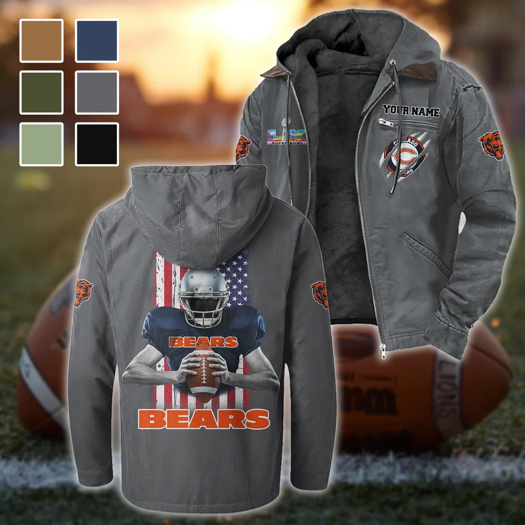 Fan Cubs Squad Flannel Hoodie, Casual Sport Hooded Flannel HVN1464CB - Gray