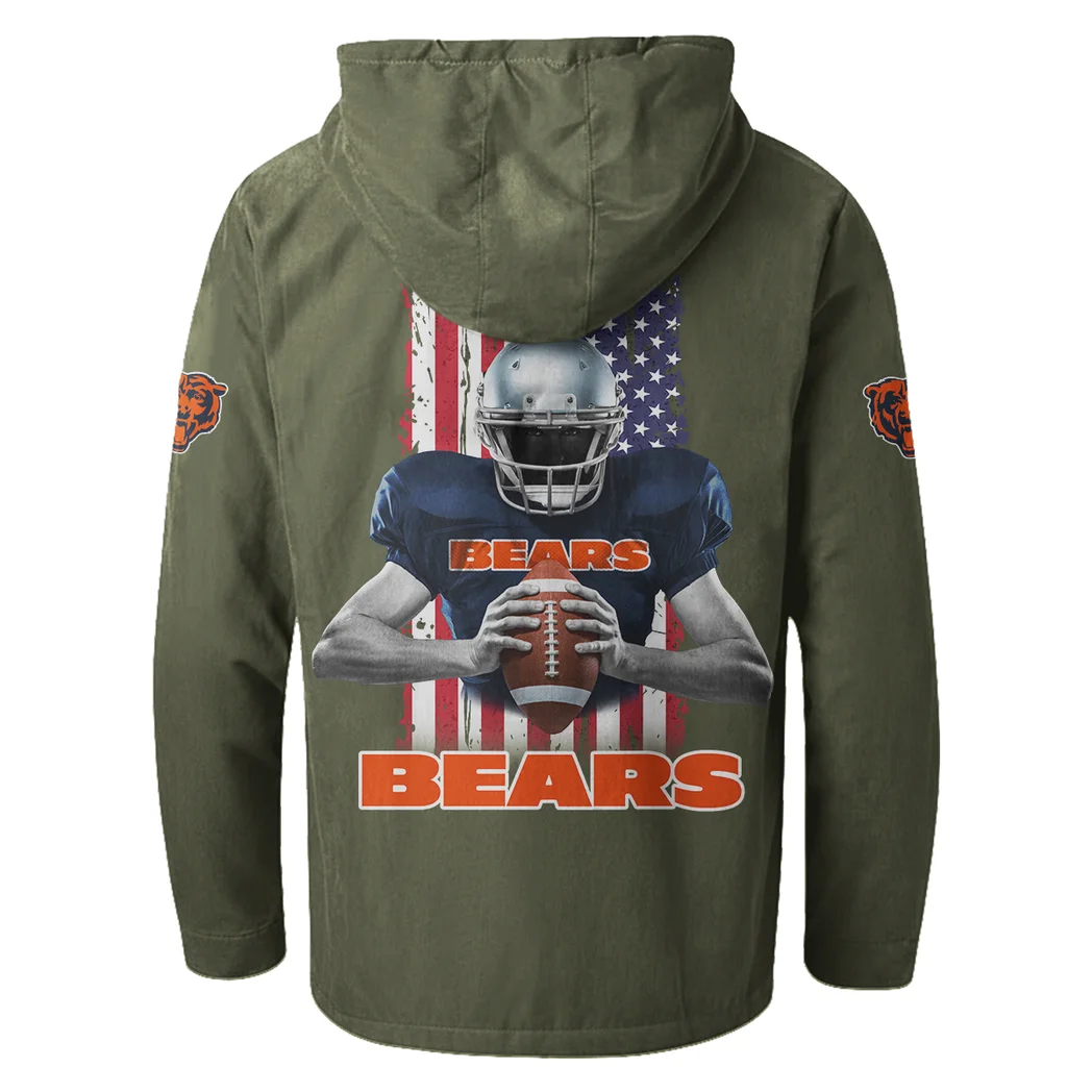 Fan Cubs Squad Flannel Hoodie, Casual Sport Hooded Flannel HVN1464CB - Green - Image 3
