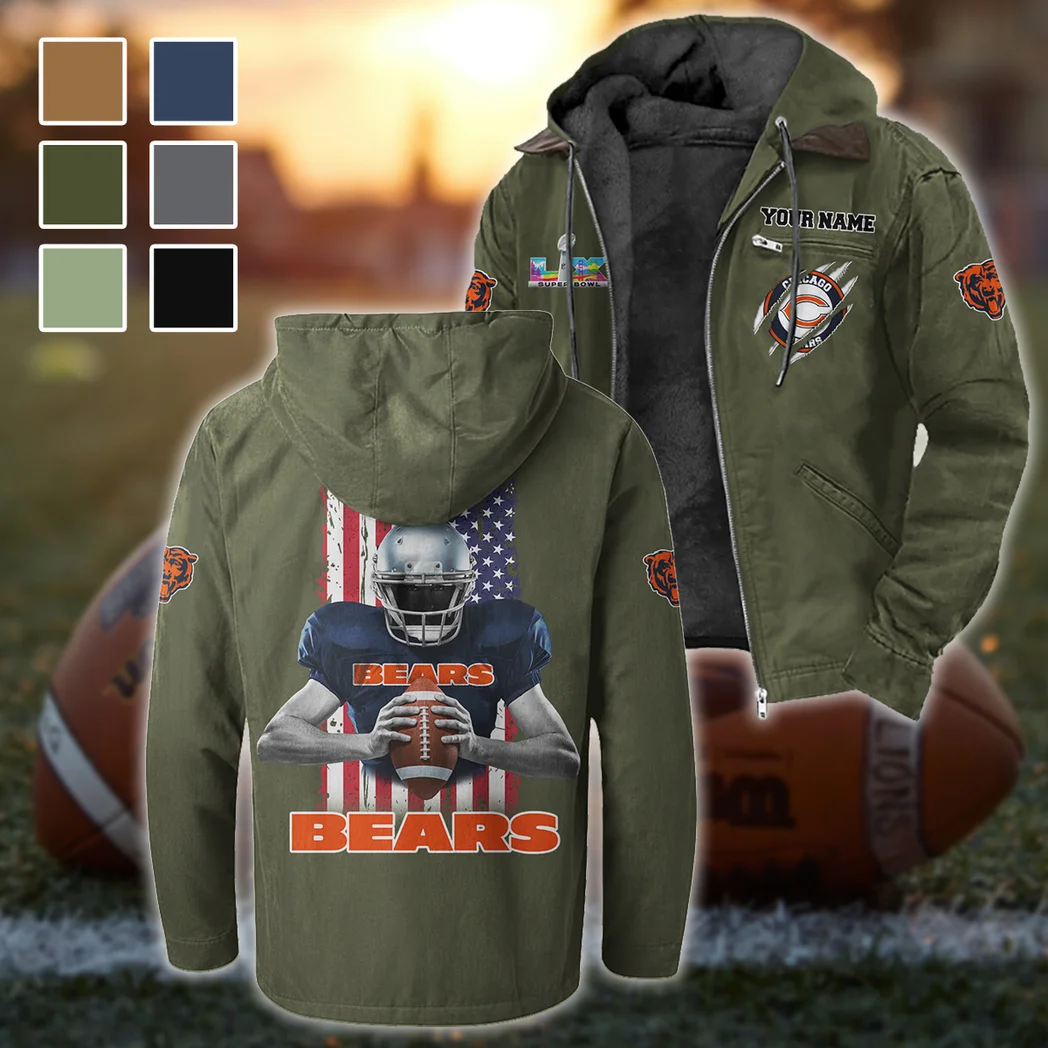 Fan Cubs Squad Flannel Hoodie, Casual Sport Hooded Flannel HVN1464CB - Green