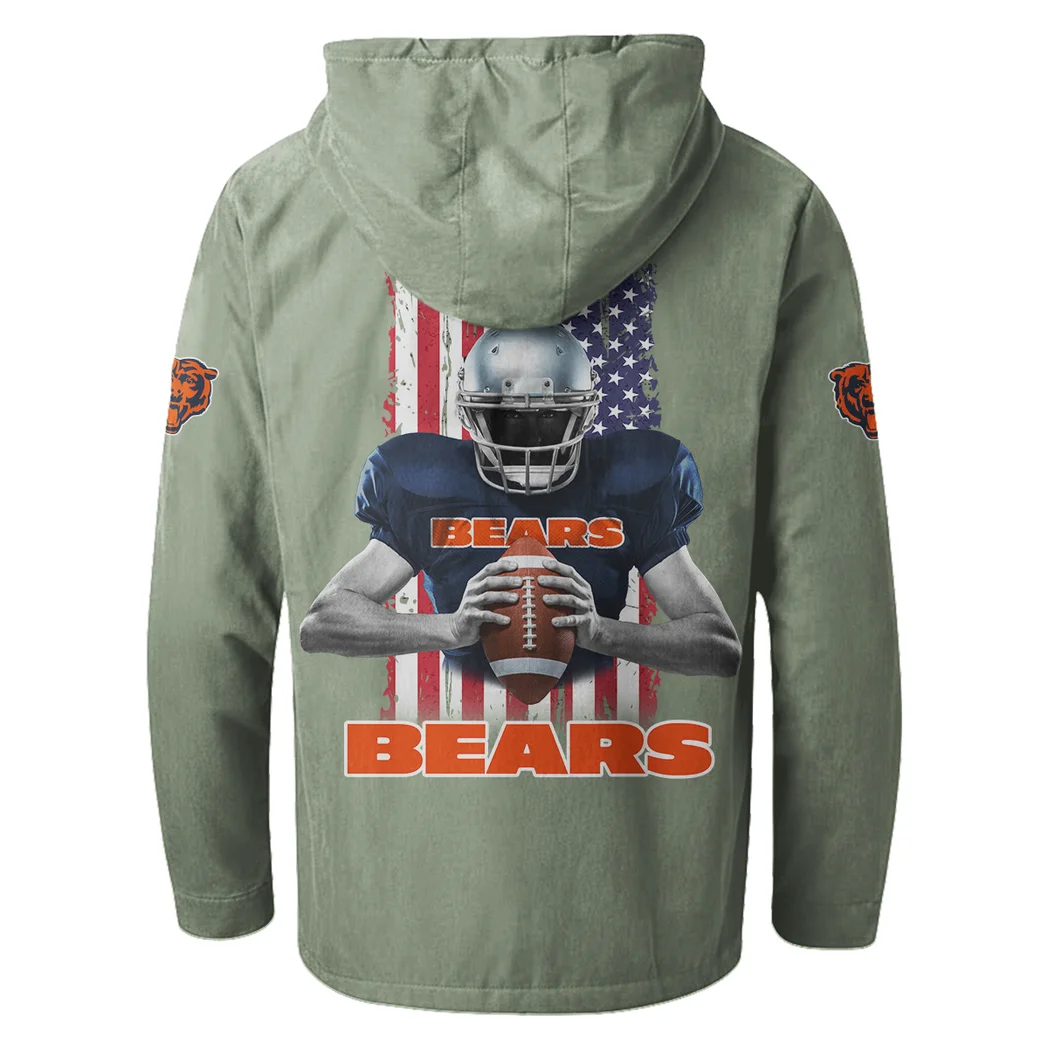 Fan Cubs Squad Flannel Hoodie, Casual Sport Hooded Flannel HVN1464CB - Light Green - Image 3