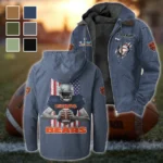 Fan Cubs Squad Flannel Hoodie, Casual Sport Hooded Flannel HVN1464CB - Navy Blue