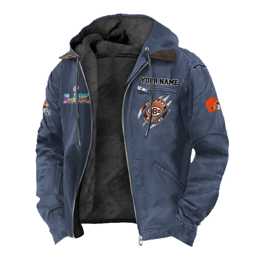 Game Day Howl Flannel Hoodie, Everyday Supporter Hooded Flannel HVN1464CL - Navy Blue - Image 2