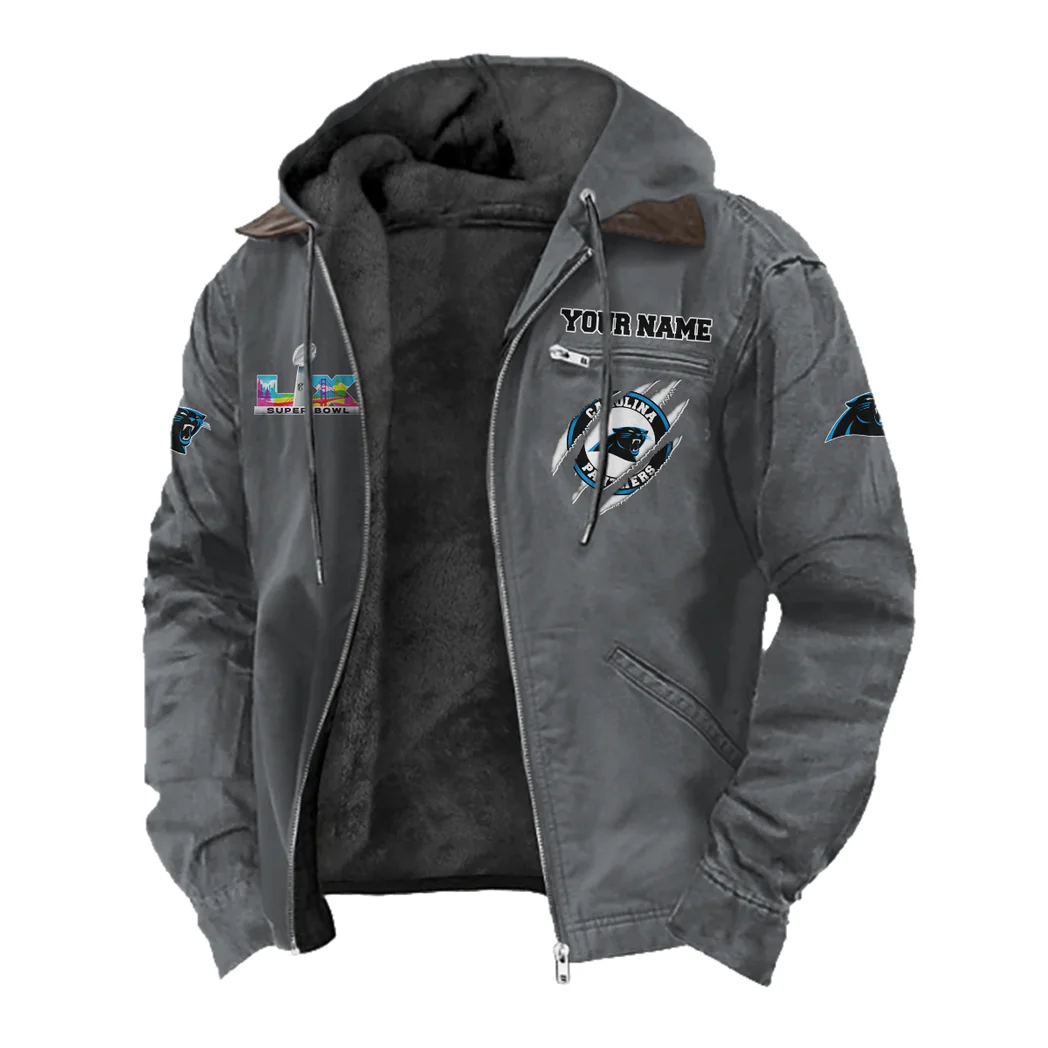 Match Day Prowlers Flannel Hoodie, Team Spirit Flannel Hoodie HVN1464CP - Gray - Image 2