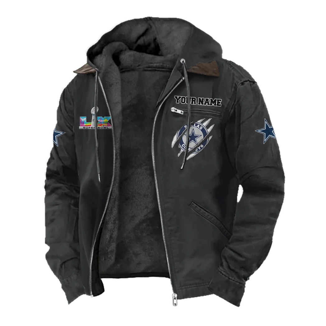 Star Crew Flannel Hoodie, Warm Fan Flannel Hoodie HVN1464DC - Black - Image 2