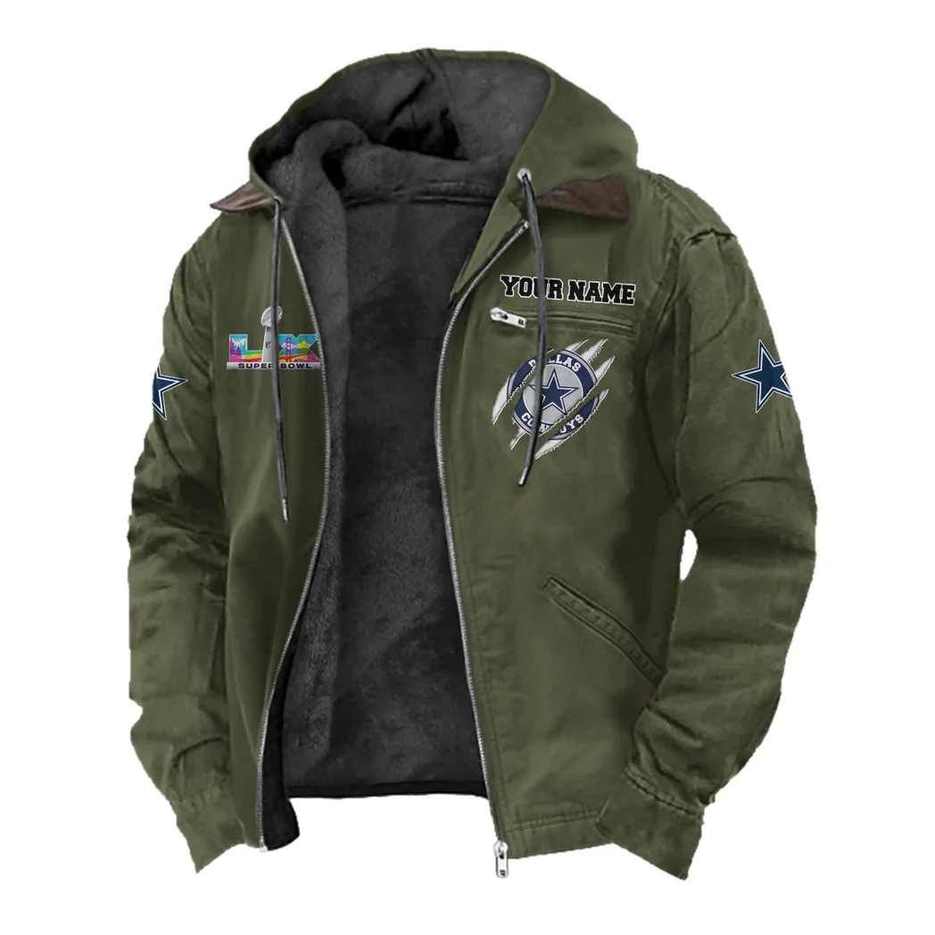 Star Crew Flannel Hoodie, Warm Fan Flannel Hoodie HVN1464DC - Green - Image 2
