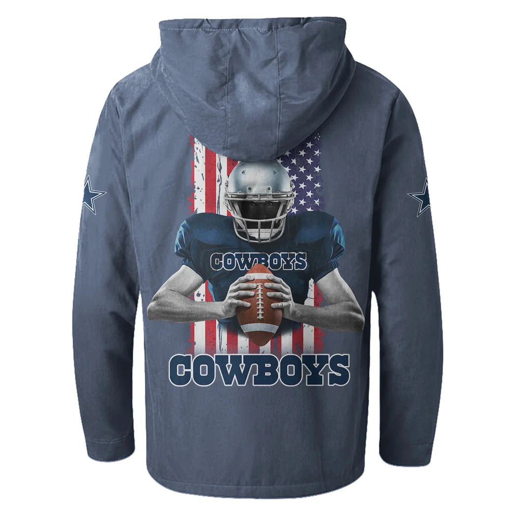 Star Crew Flannel Hoodie, Warm Fan Flannel Hoodie HVN1464DC - Navy Blue - Image 3