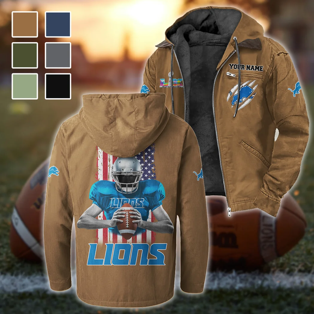 Lion Crew Flannel Hoodie, Cold Game Day Hoodie HVN1464DL - Camel