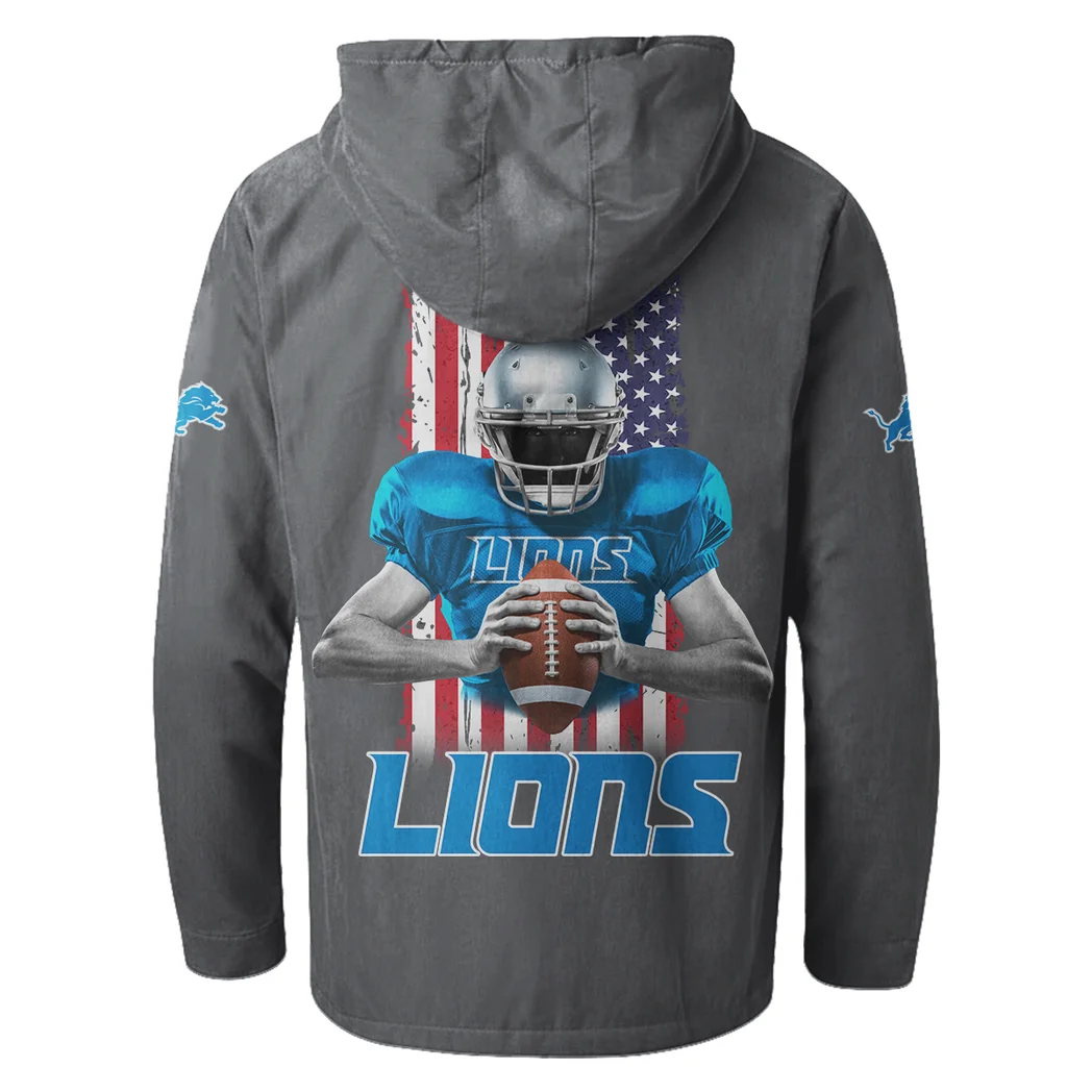 Lion Crew Flannel Hoodie, Cold Game Day Hoodie HVN1464DL - Gray - Image 3