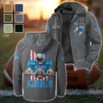 Lion Crew Flannel Hoodie, Cold Game Day Hoodie HVN1464DL - Gray