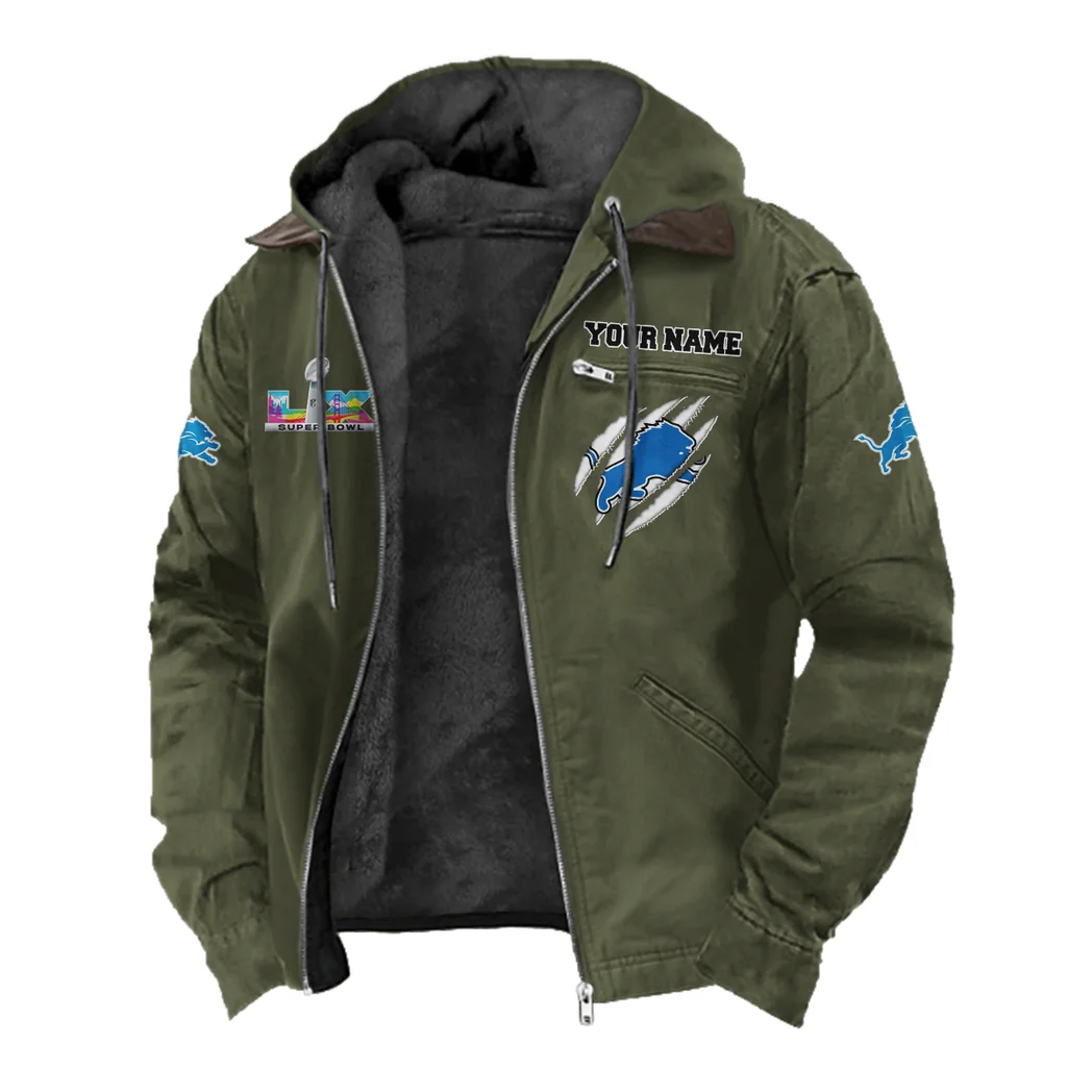 Lion Crew Flannel Hoodie, Cold Game Day Hoodie HVN1464DL - Green - Image 2