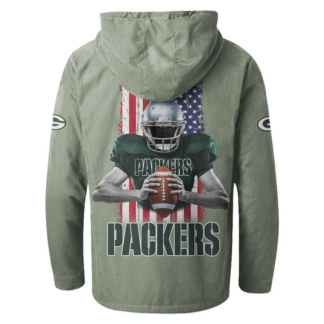 Match Day Fans Flannel Hoodie, Supporter Spirit Hooded Flannel HVN1464GP - Light Green - Image 3