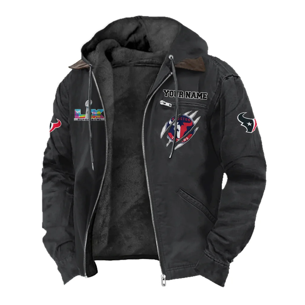 Blue Pride Flannel Hoodie, Athletic Lifestyle Fan Hoodie HVN1464HT - Black - Image 2