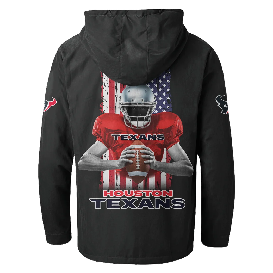 Blue Pride Flannel Hoodie, Athletic Lifestyle Fan Hoodie HVN1464HT - Black - Image 3