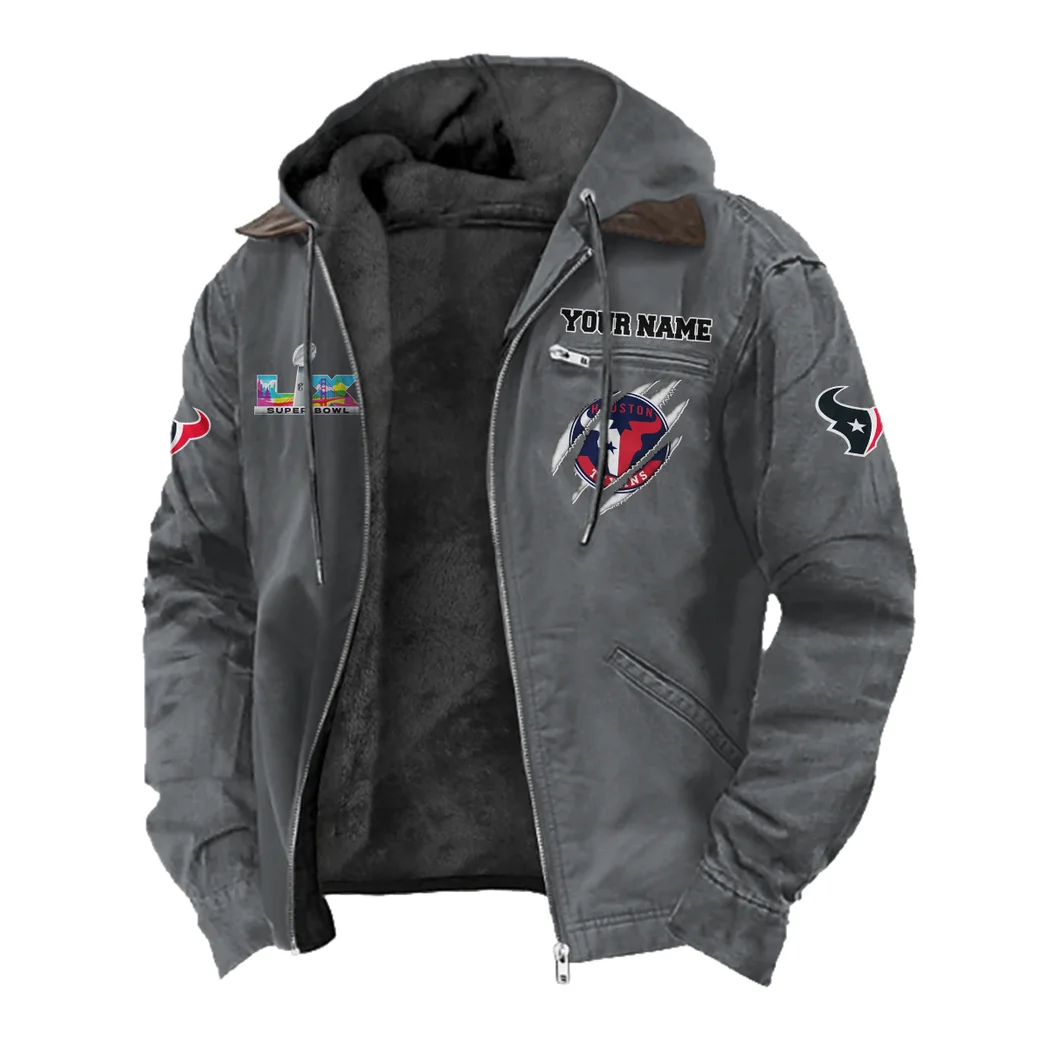 Blue Pride Flannel Hoodie, Athletic Lifestyle Fan Hoodie HVN1464HT - Gray - Image 2