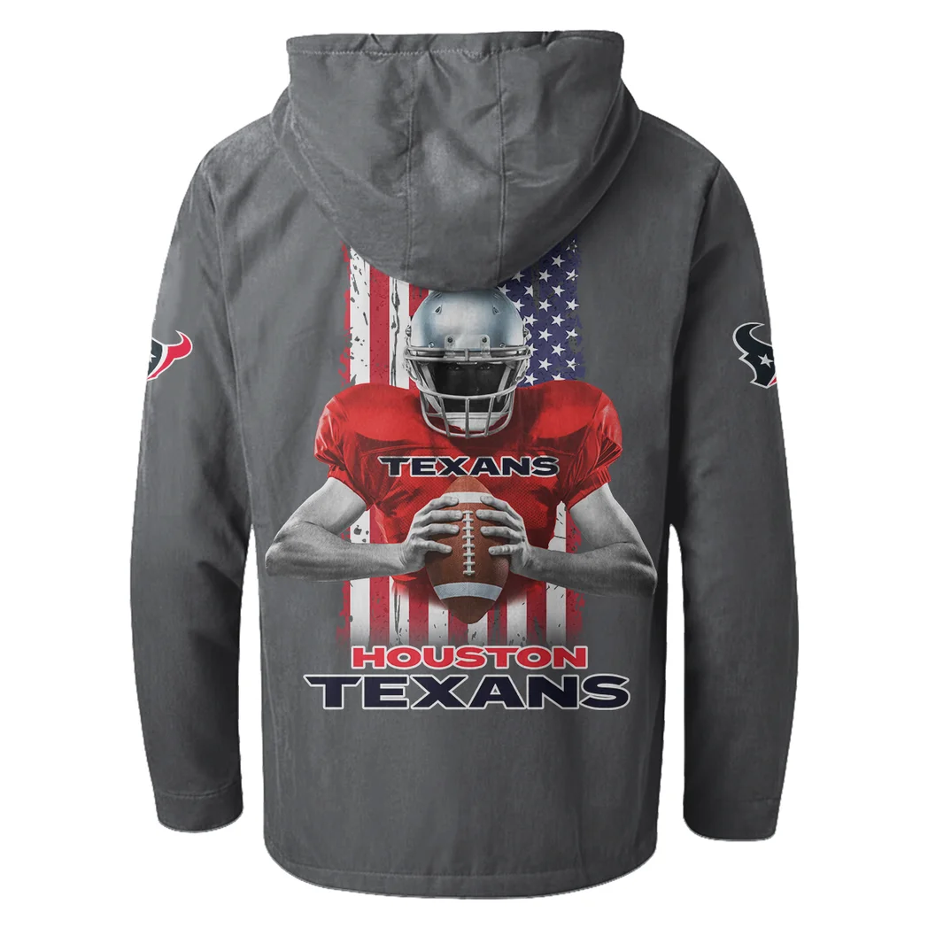 Blue Pride Flannel Hoodie, Athletic Lifestyle Fan Hoodie HVN1464HT - Gray - Image 3
