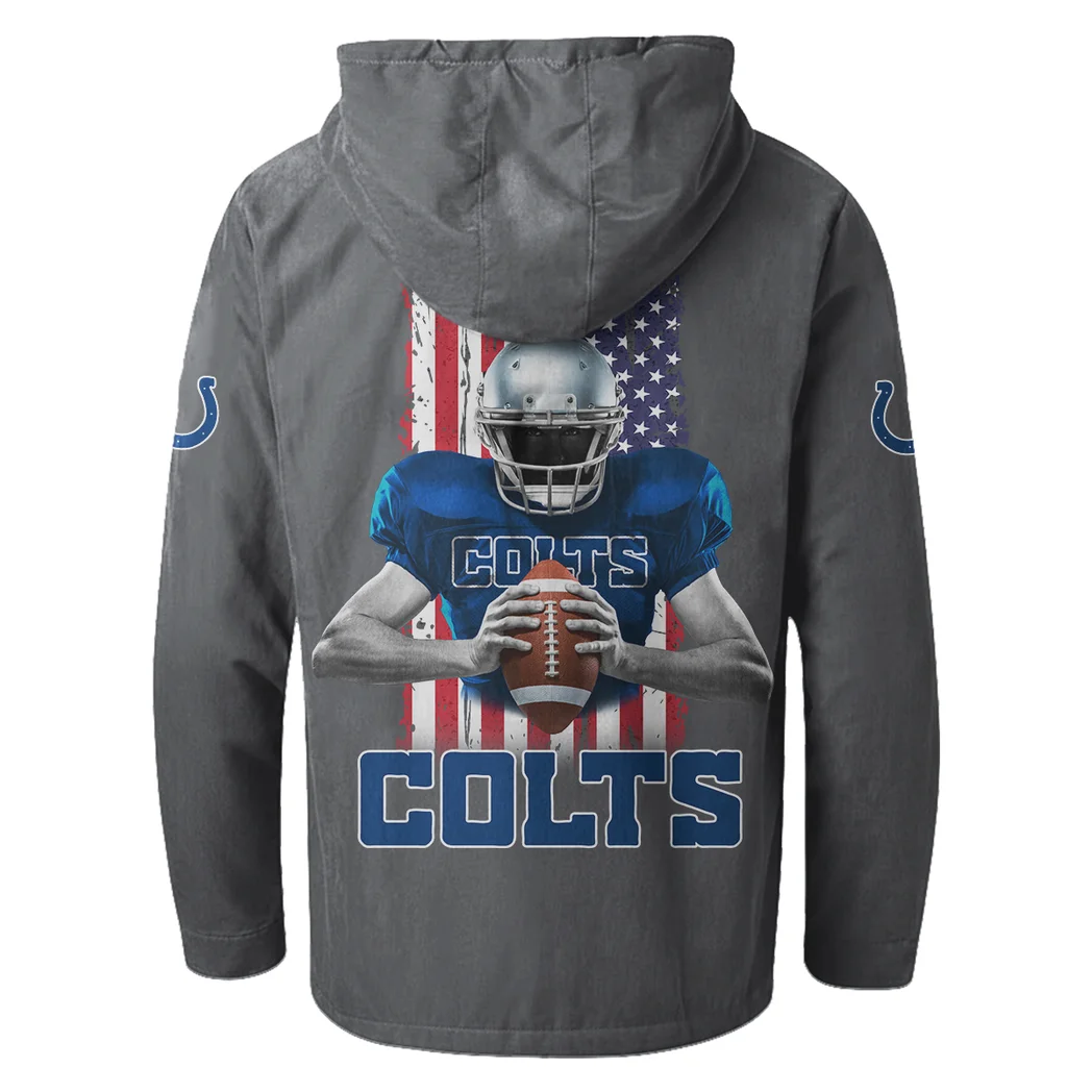 Blue Hooves Flannel Hoodie, Classic Flannel Sport Hoodie HVN1464IC - Gray - Image 3