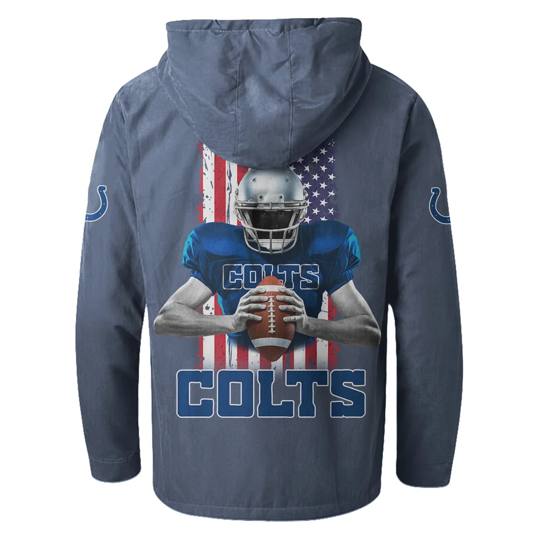 Blue Hooves Flannel Hoodie, Classic Flannel Sport Hoodie HVN1464IC - Navy Blue - Image 3