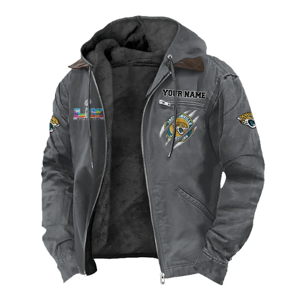 Fan Feline Squad Flannel Hoodie, All-Season Fan Hoodie HVN1464JJ - Gray - Image 2