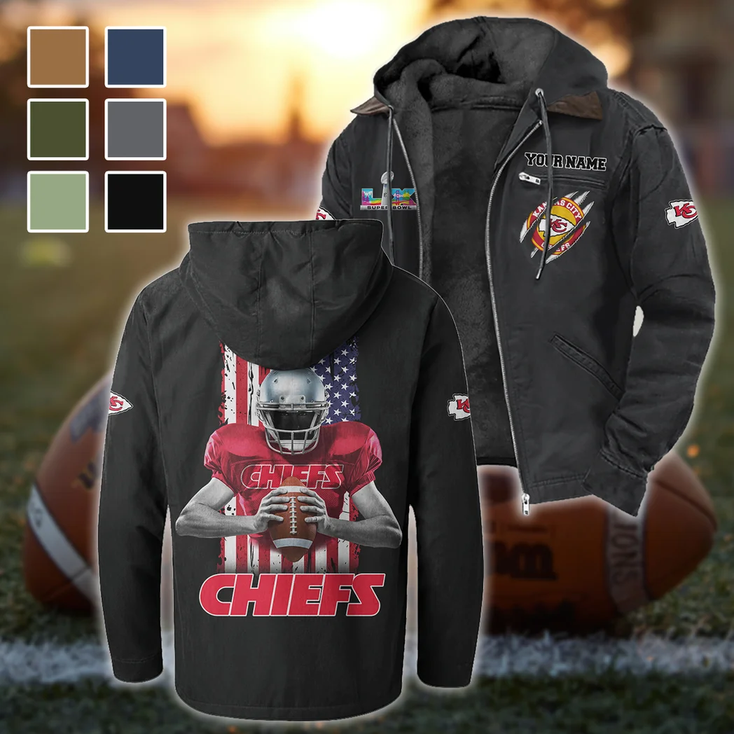 Game Day Squad Flannel Hoodie, Bold Supporter Flannel Hoodie HVN1464KC - Black