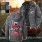 Game Day Squad Flannel Hoodie, Bold Supporter Flannel Hoodie HVN1464KC - Gray