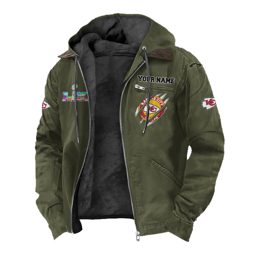 Game Day Squad Flannel Hoodie, Bold Supporter Flannel Hoodie HVN1464KC - Green - Image 2