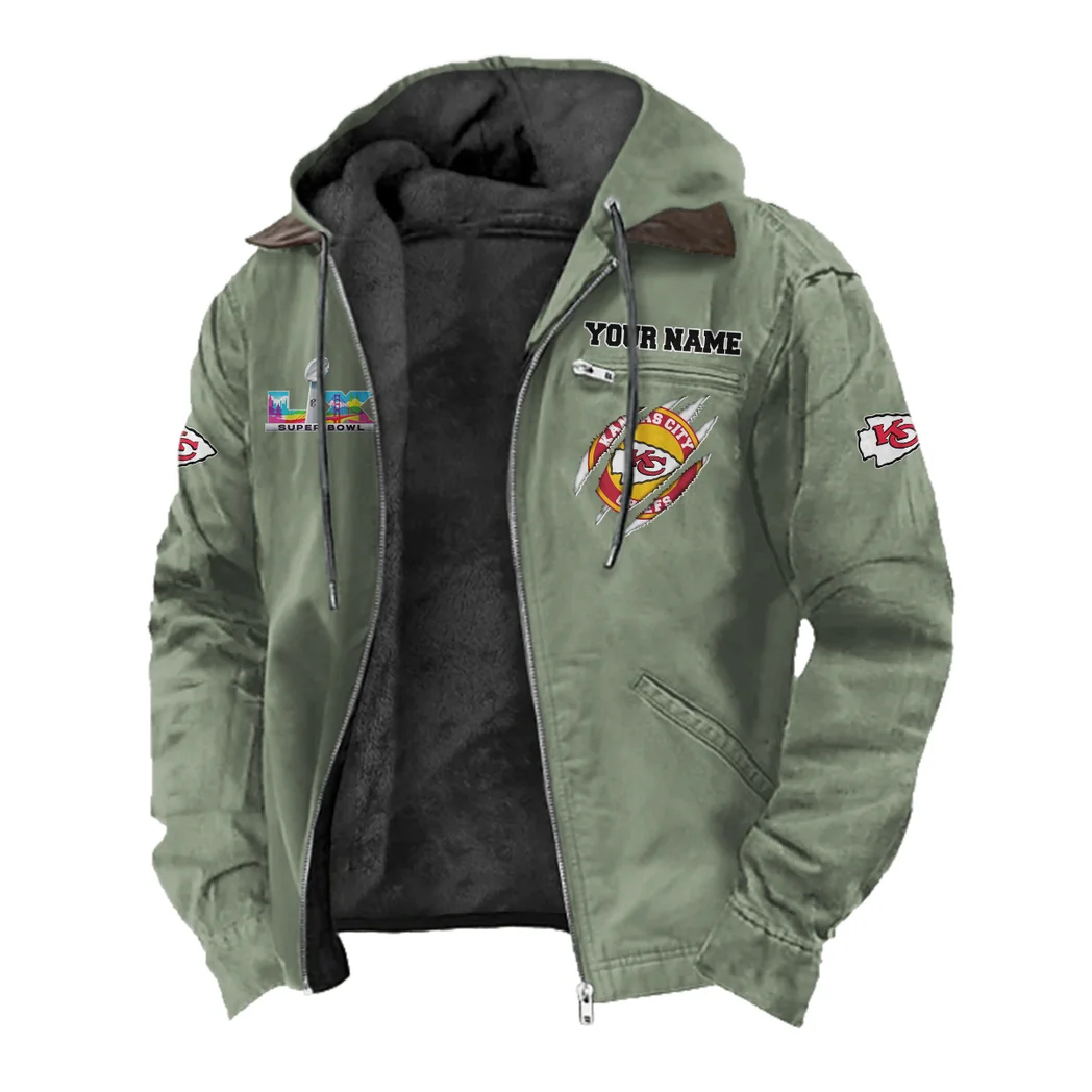 Game Day Squad Flannel Hoodie, Bold Supporter Flannel Hoodie HVN1464KC - Light Green - Image 2
