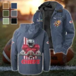 Game Day Squad Flannel Hoodie, Bold Supporter Flannel Hoodie HVN1464KC - Navy Blue