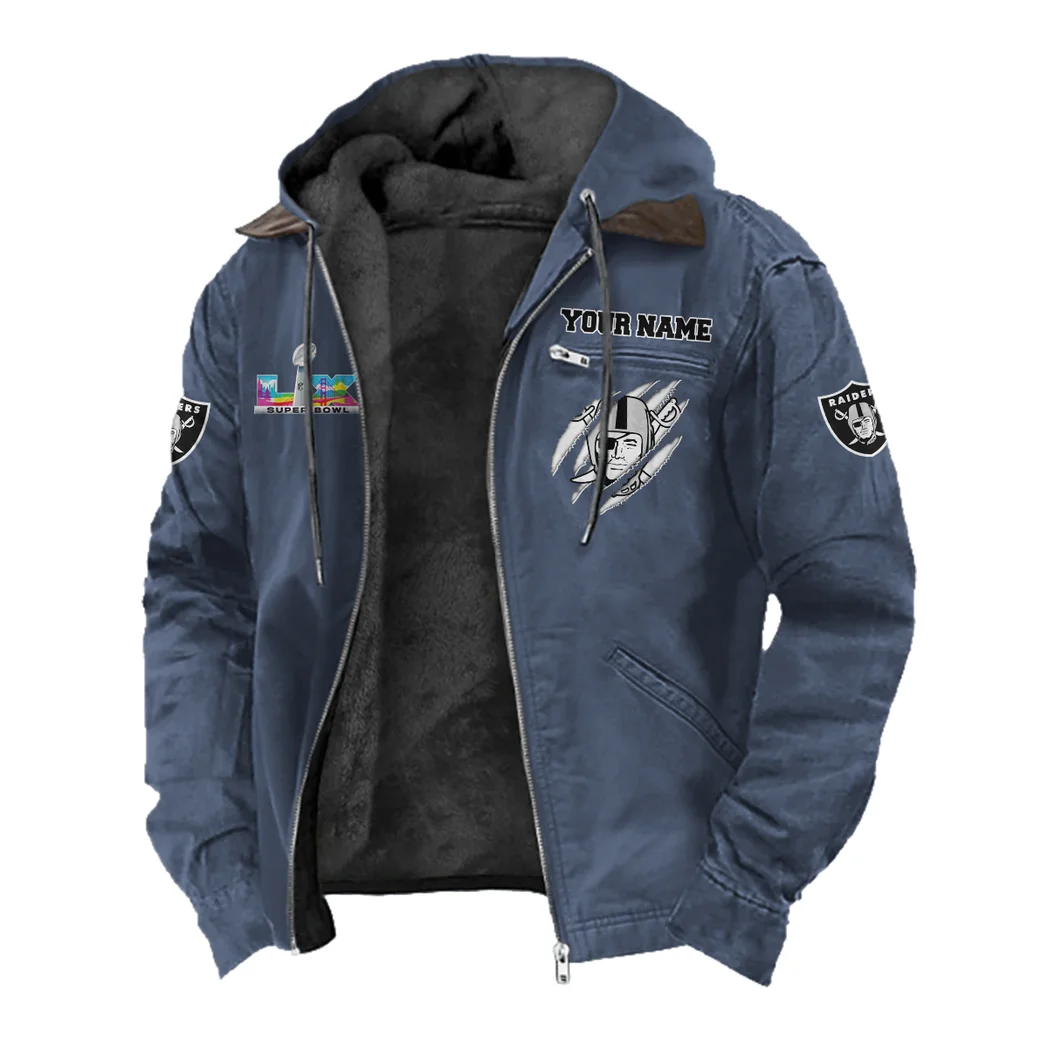 Football Silver Crew Flannel Hoodie, Loyal Supporter Sport Hoodie HVN1464LV - Navy Blue - Image 2