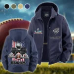 Football Silver Crew Fleece Windbreaker Jacket, Cross-Training Wind Shell HVN1464LV - Navy