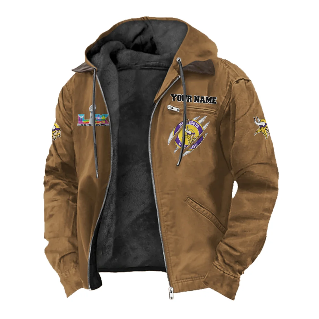Match Day Raiders Flannel Hoodie, Rugged Sport Flannel Hoodie HVN1464MV - Camel - Image 2