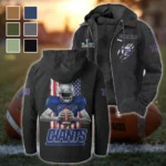 Football Giant Crew Flannel Hoodie, Everyday Game Fan Hoodie HVN1464NG - Black